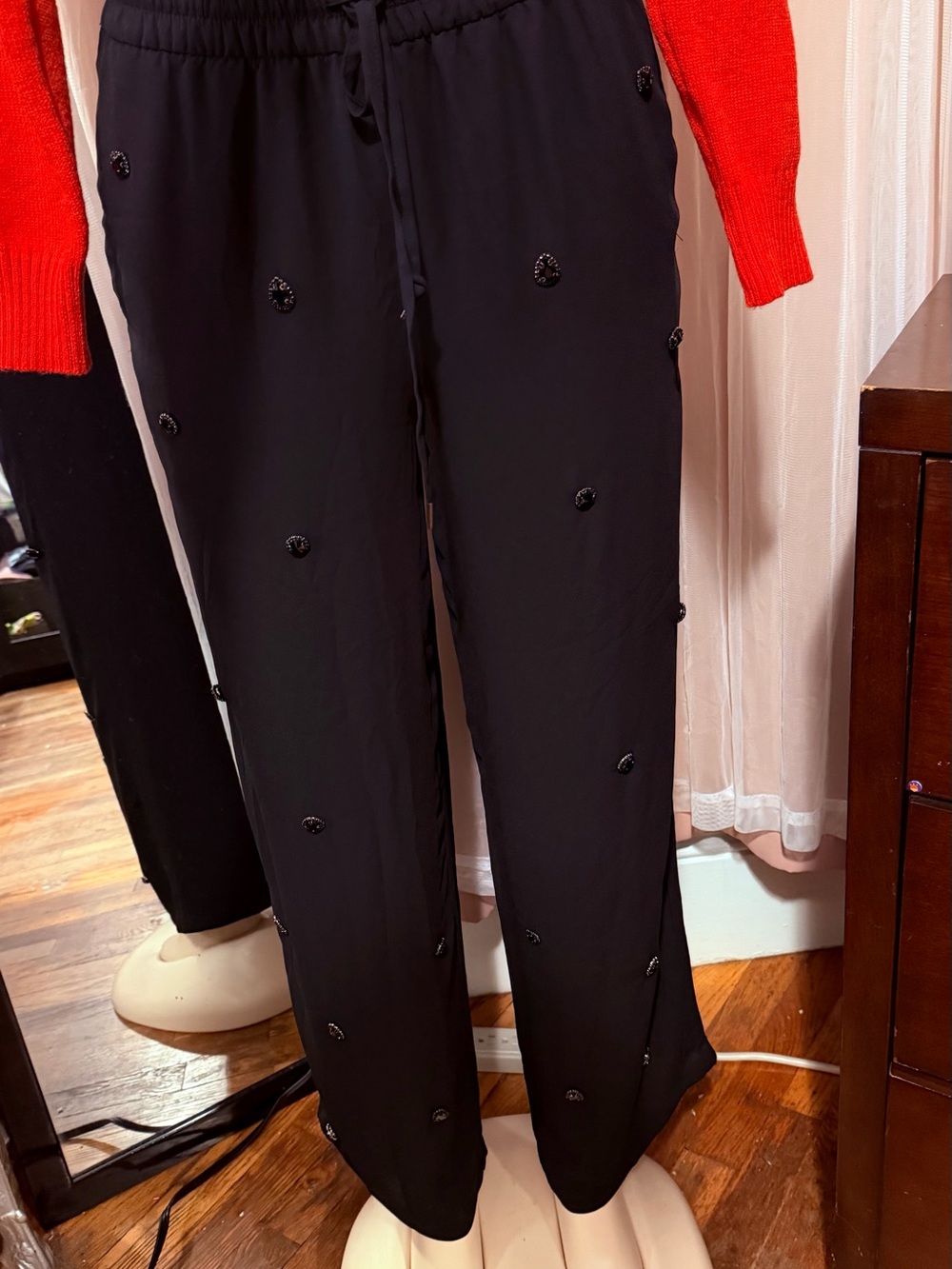 INC International Concepts Black Beaded Wide-Leg Men’s Pants